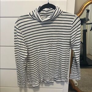 Madewell Striped Turtleneck in Navy and Cream